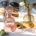 colored ribbed transparent hydroponics glass vase flower